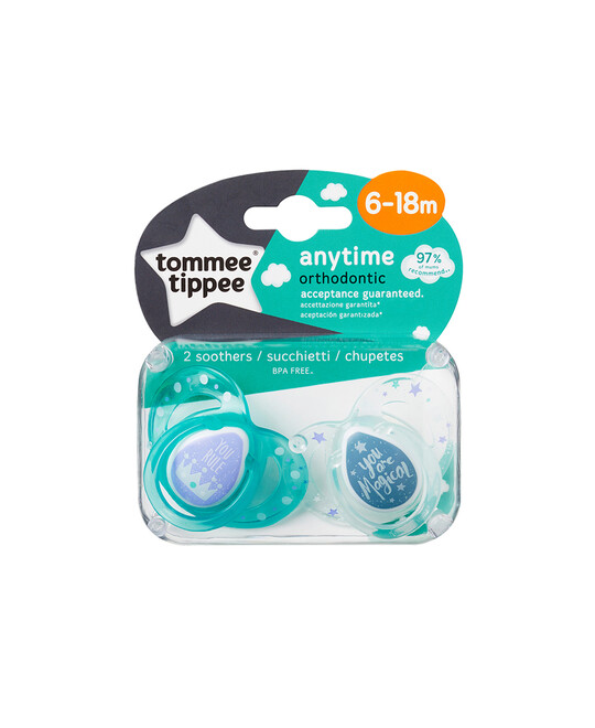 Tommee Tippee 2X 6-18M ANYTIME Soother (Green White) image number 3